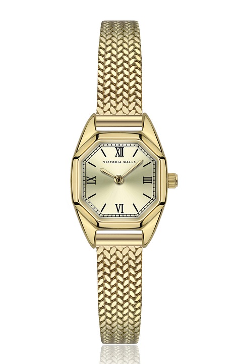 Victoria Walls, Ceas cu bratara de otel inoxidabil si logo pe cadran, Auriu