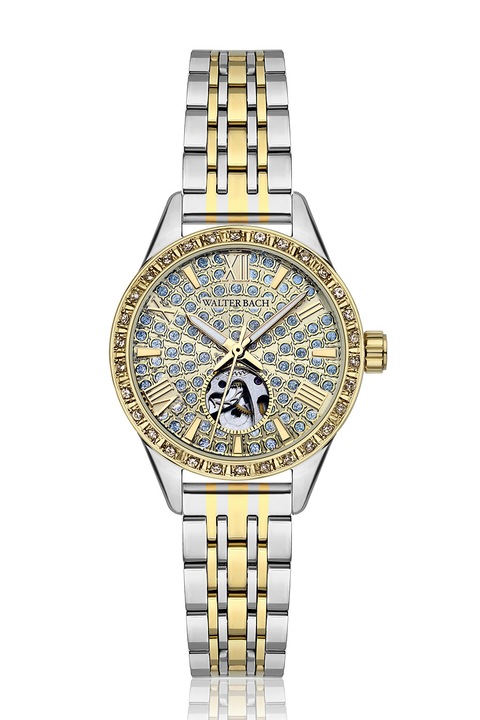 Walter Bach, Ceas automatic de otel inoxidabil cu cristale, Argintiu, Auriu
