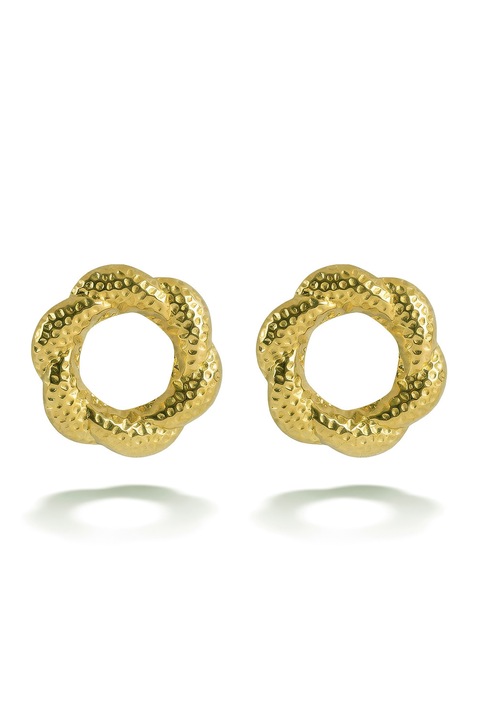 Emily Westwood, Cercei rotunzi placati cu aur de 18K cu detalii texturate, Auriu