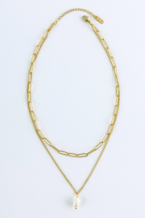 Emily Westwood, Colier dublu cu perle de apa Velora, Auriu