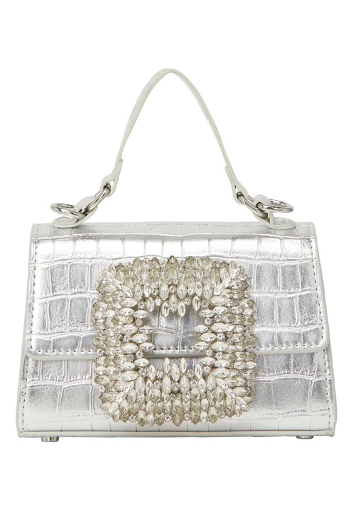 Joella női táska, ezüst, univerzális méret, texturált krokodilbőr hatású anyag