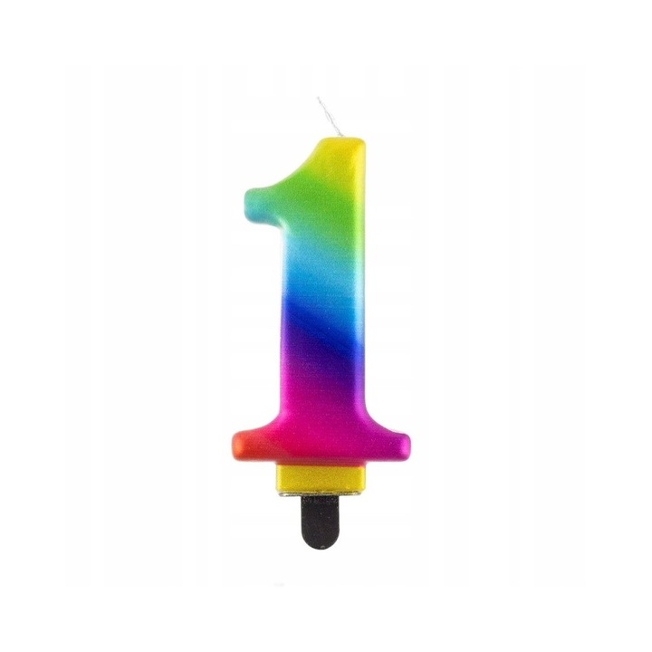 Парти свещ Godan цифра 1, 8 см, многоцветна