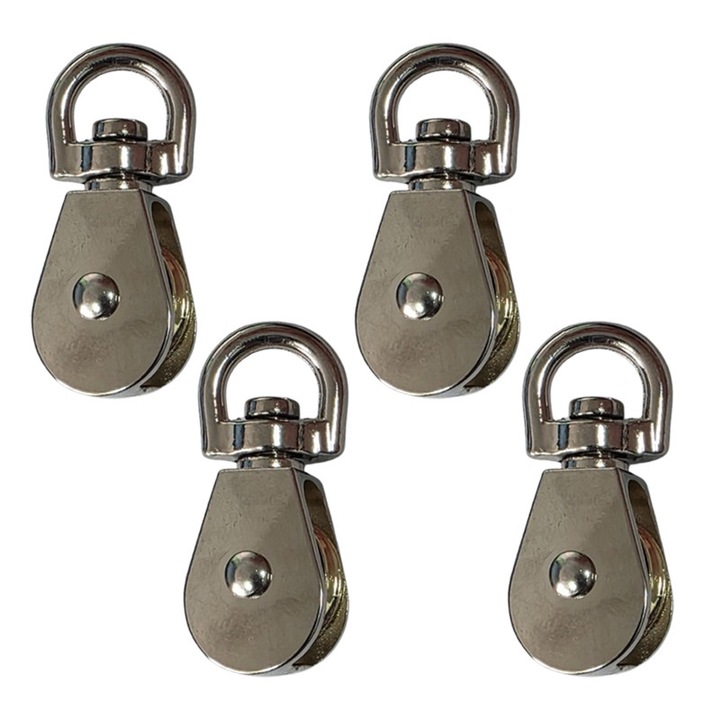 Set 4 x Scripete rotativ, Flores, inox, roată 20 mm, H 47 mm