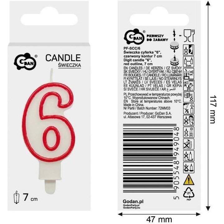 Свещ Godan, червена, 7см