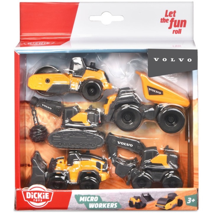 Set 5 masinute Dickie Toys - Volvo Micro Workers
