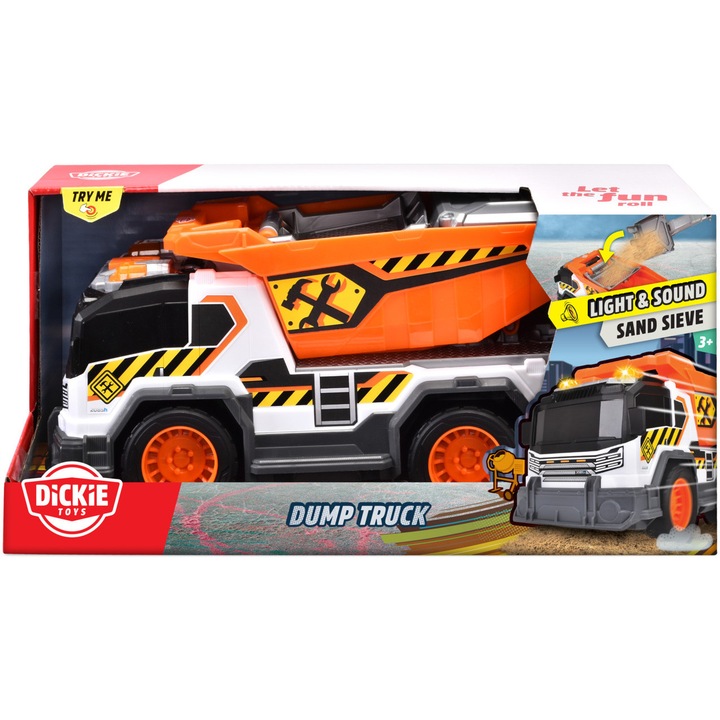 Masinuta Dickie Toys - Camion basculant, cu lumini si sunete, 30 cm
