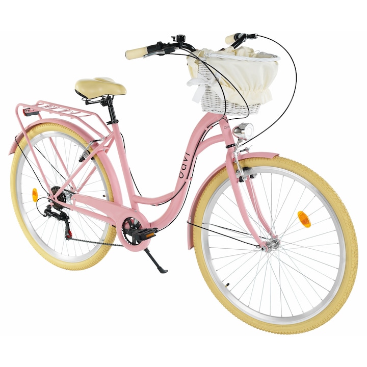 Дамски велосипед Davi Emma, 28″, 160-185 см, 7 скорости, Бял/Розов