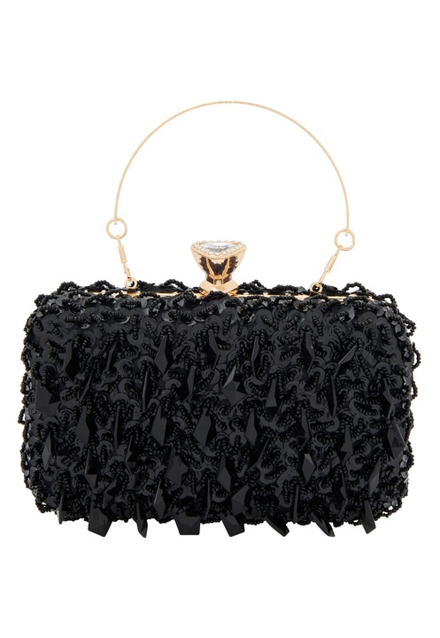 Joella női táska, mini minaudiere, fekete, kis méret