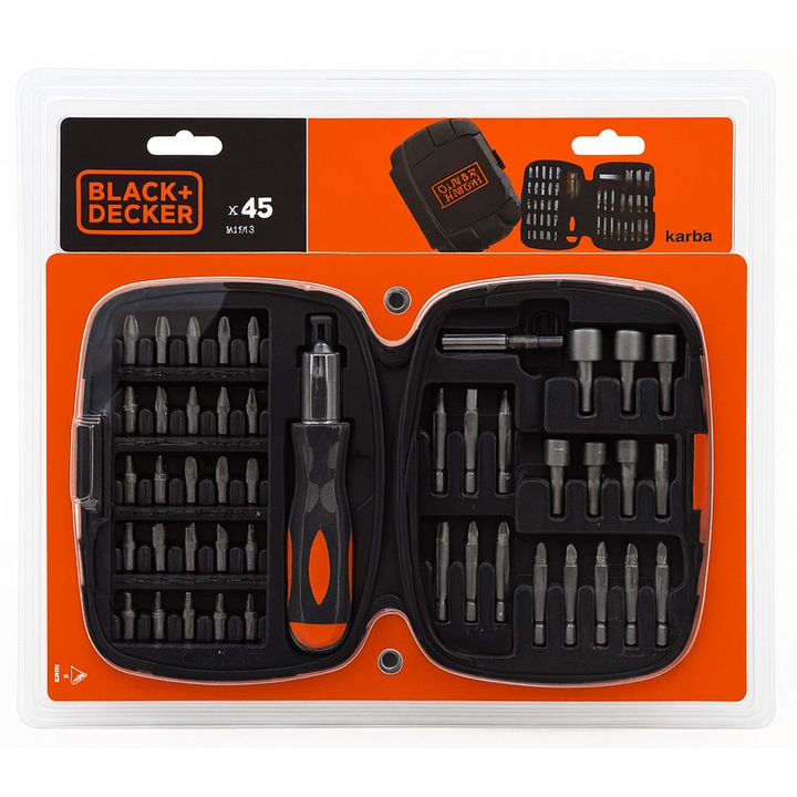 Set cheie tubulara Black&Decker, 45 elemente