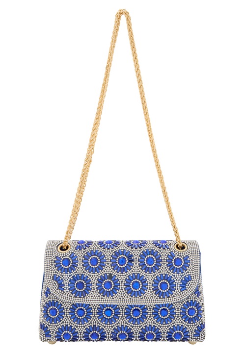 Minaudiere Joella női táska, kék, univerzális méret, PVC és poliészter anyag, elegáns rombusz mintás design.