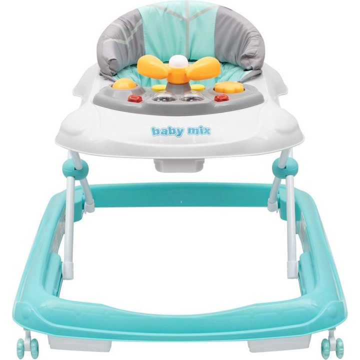 Проходилка Baby Mix с волан и силиконови колелца, зелена