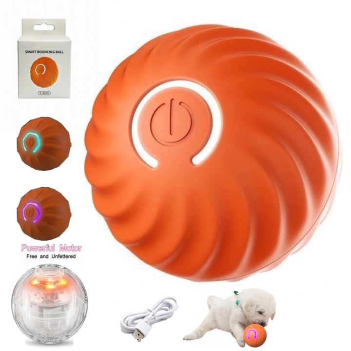 Jucarie electrica rezistenta pentru caini, material sigur, comutare inteligenta a modurilor, interactiune perfecta cu animalele de companie, Plastic, 5.2cm, Albastru.Pisica si cainele