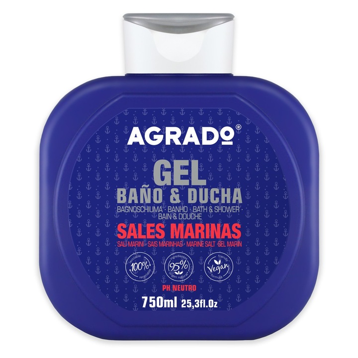 AGRADO tusfürdő és fürdőgél tengeri sóval 750 ml