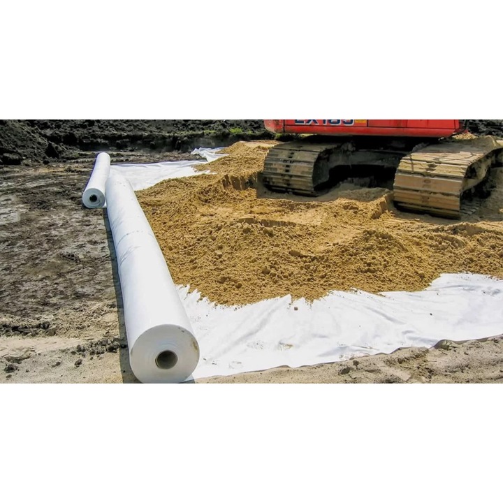 Geotextil netesut, fibre polipropilena PP, transparent, 240 gr/mp, 5.4 x 100 metri