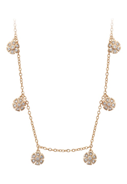 Colier dama Joella, aurie, cu pandantive florale, din cupru, one size