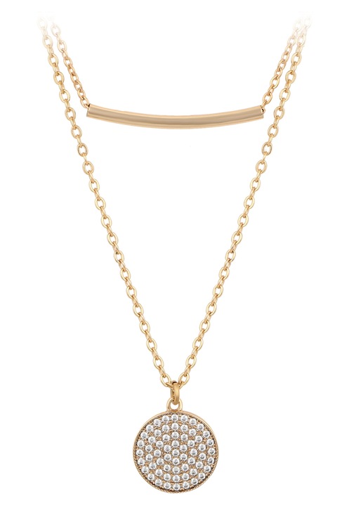 Colier dama Joella, cu cyrkonii, aurie, one size