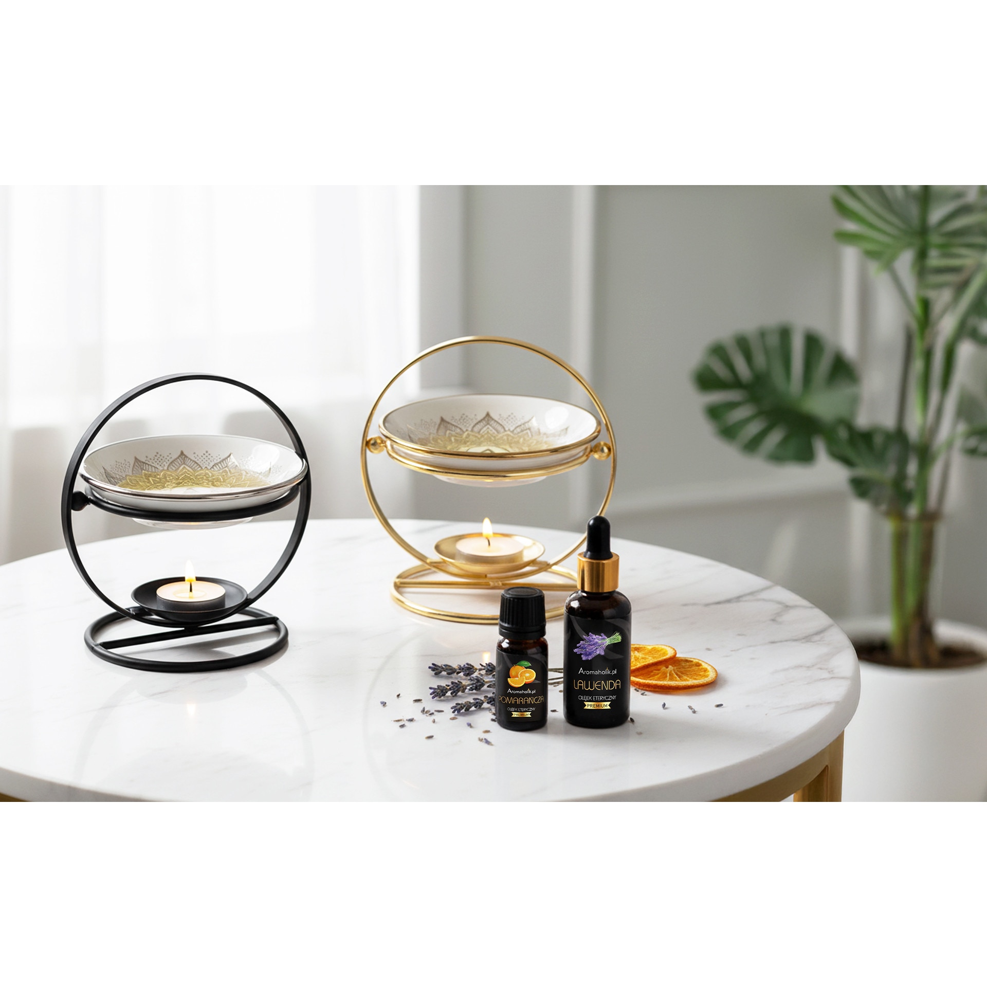 Set 2 x Suport Aromaterapie Medito Negru, Difuzor Pentru Uleiuri