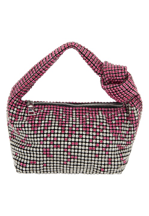 Geanta dama Joella, argintie, dimensiune unica, design elegant cu model diamantat