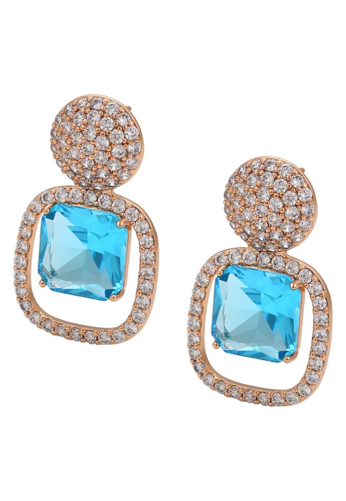 Cercei dama, Joella, aurii, cu cristale si zirconii, one size