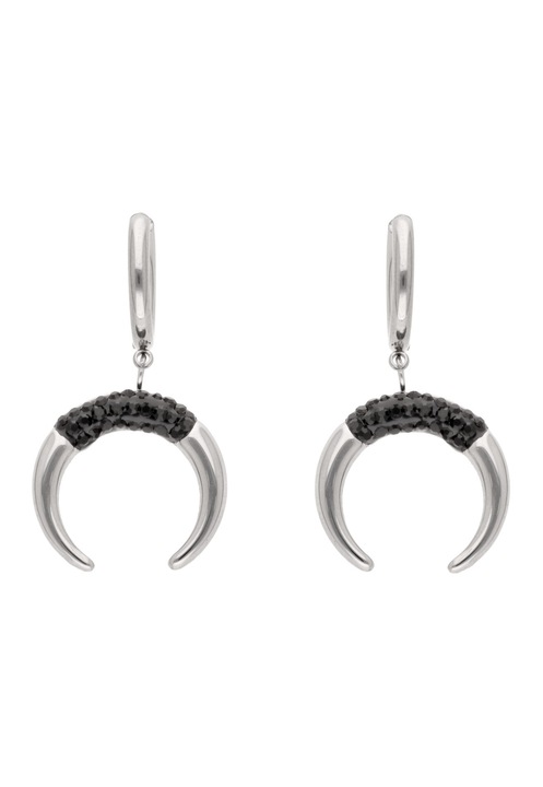 Cercei dama Joella, argintii, din otel inoxidabil, cu cristale, unisex