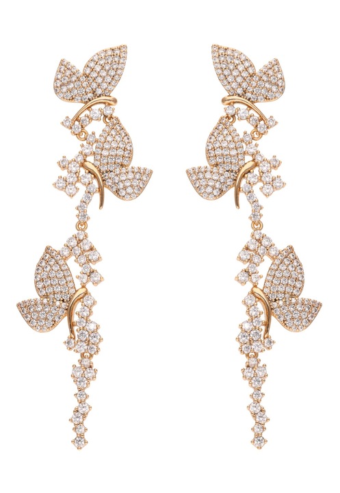 Cercei dama Joella, aurii, cu cristale, unisex