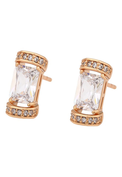 Cercei dama Joella, aurii, din cupru, cu cristale si zirconii, one size