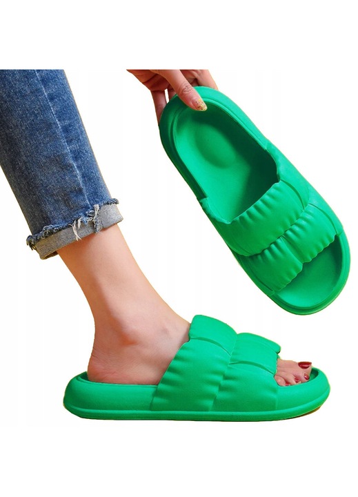 Papuci piscina, SNM, material EVA antiderapanti, Verde, 36-37