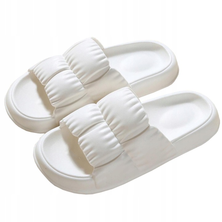 Papuci piscina, SNM, platforma, material EVA, antiderapanti, alba, Alb, 36-37