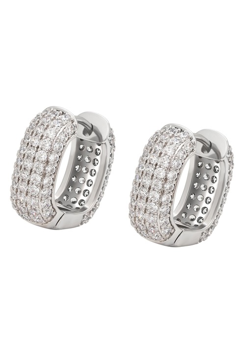 Cercei dama Joella, zirconii, argintiu