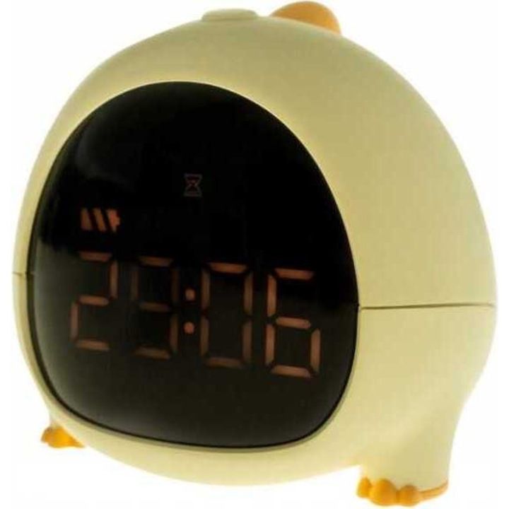 Декоративен часовник Eco Light, жълт, USB, малък динозавър