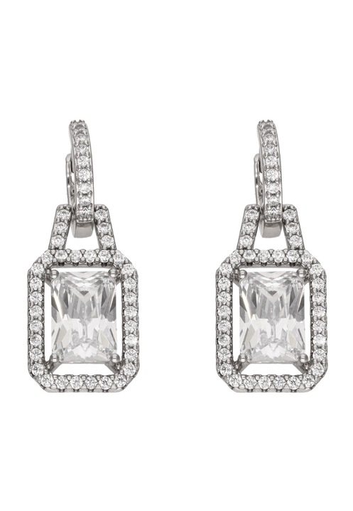 Cercei dama, Joella, zirconii, argintiu