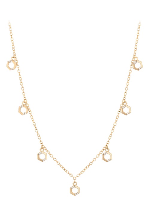 Colier dama Joella, auriu, zirconii