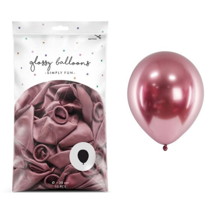 Fényes lufik 30cm rózsaszín rózsaarannyal