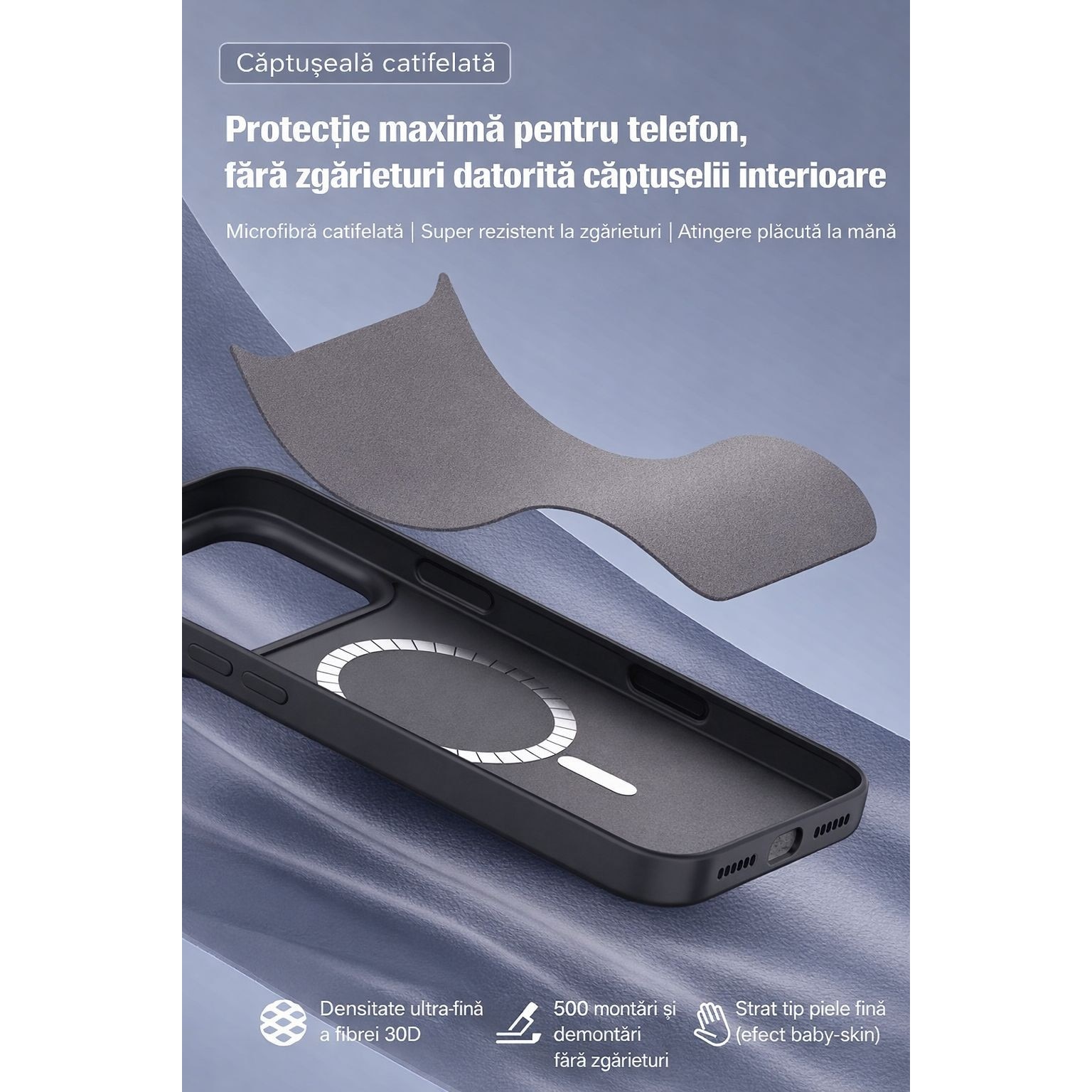 Husa pentru iPhone 17 Pro Max cu Magnet N52 Puternic, Husa MagSafe TPU + PC Anti-Soc, Protectie Camera si Ecran, Anti-Amprenta, Slim, Alb Crem