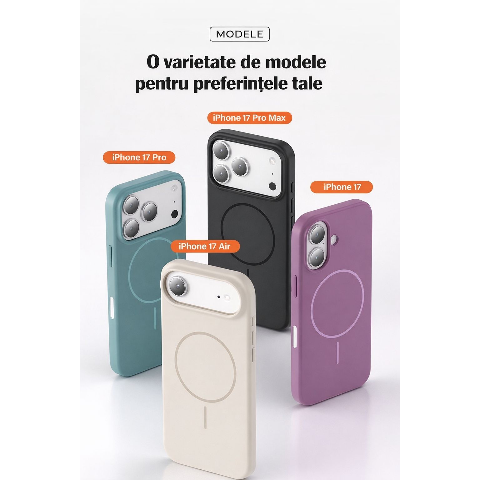 Husa pentru iPhone 17 Pro Max cu Magnet N52 Puternic, Husa MagSafe TPU + PC Anti-Soc, Protectie Camera si Ecran, Anti-Amprenta, Slim, Alb Crem