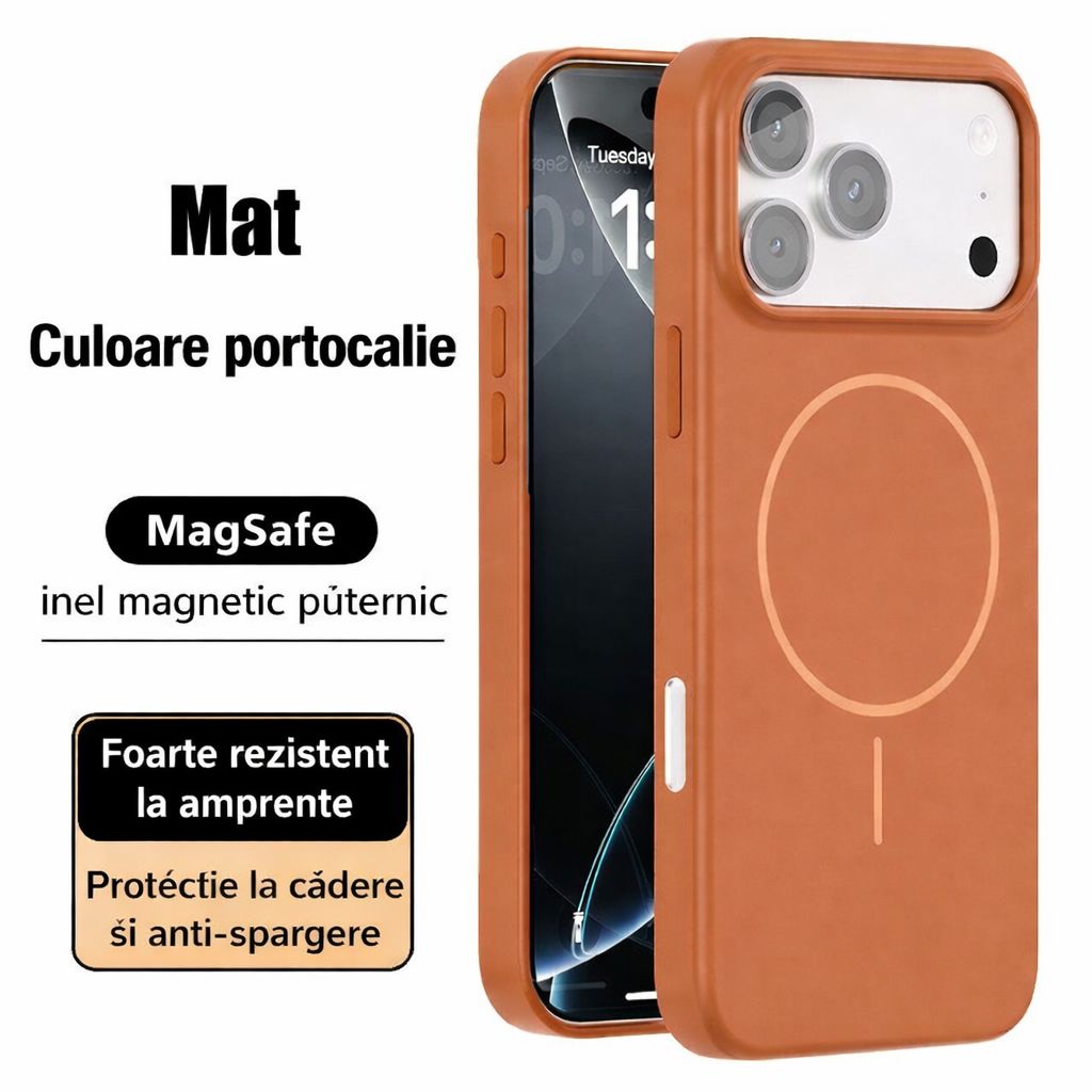 Husă iPhone 17, TYBO, TPU + PC, Protecție ecran și cameră, Slim, Orange