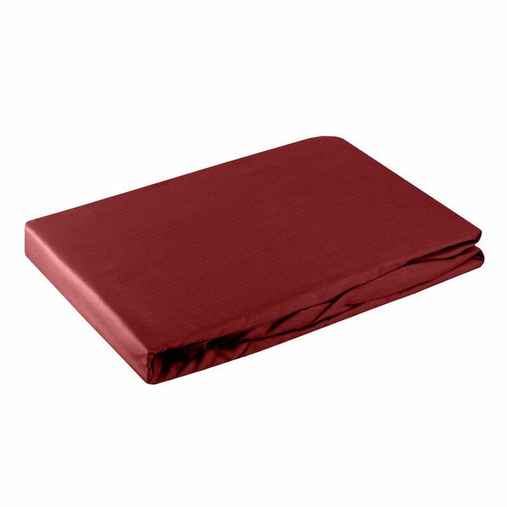 Cearceaf cu elastic 160x200cm, Eurofirany, rosu, pentru saltea inalta 30cm, 1 bucata