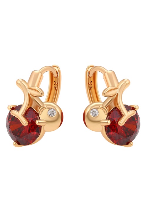 Cercei dama, Joella, aurii, design cu cirese, cupru