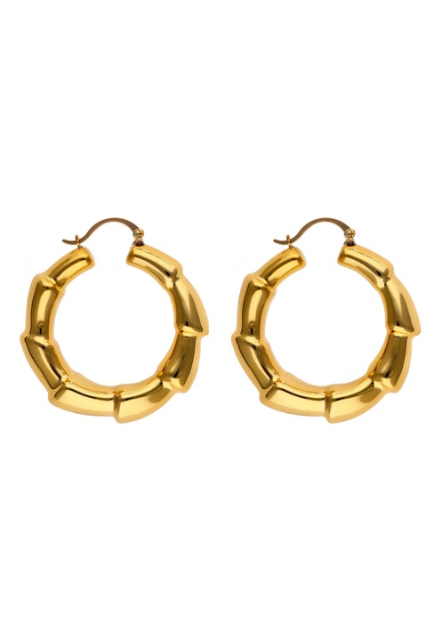 Cercei dama Joella, aurii, design texturat, dimensiune universala