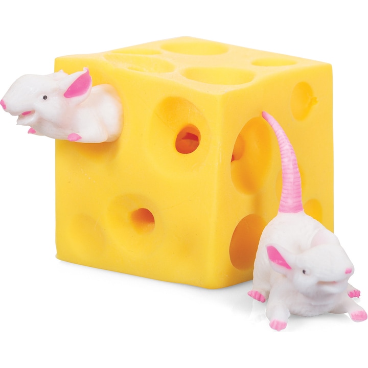 Интерактивна играчка за деца, Tobar, Антистрес топка с мишки и сирене, многоцветна