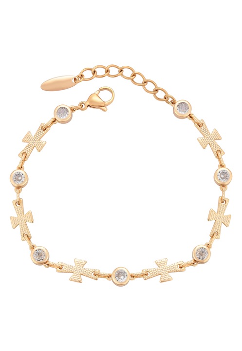 Bratara dama Joella, cupru, cu zirconii, auriu