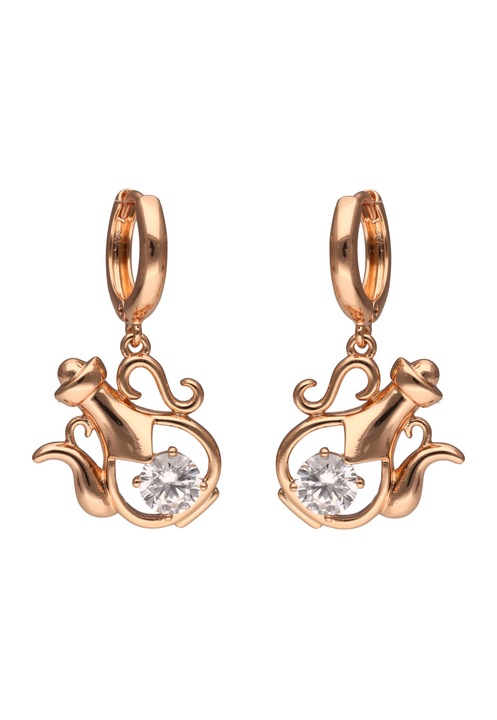 Cercei dama Joella, cupru, cu cristale, auriu