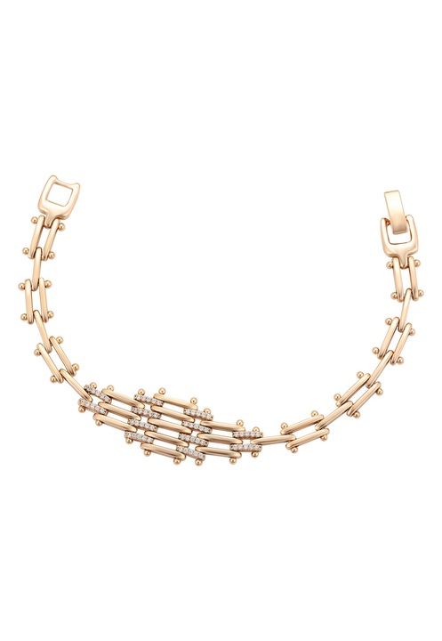 bratara dama, Joella, cupru, cu cristale, auriu