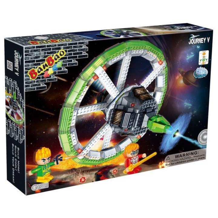 Set de constructie BanBao, nava spatiala JOURNEY, 512 elemente, multicolor, 45x35x7cm