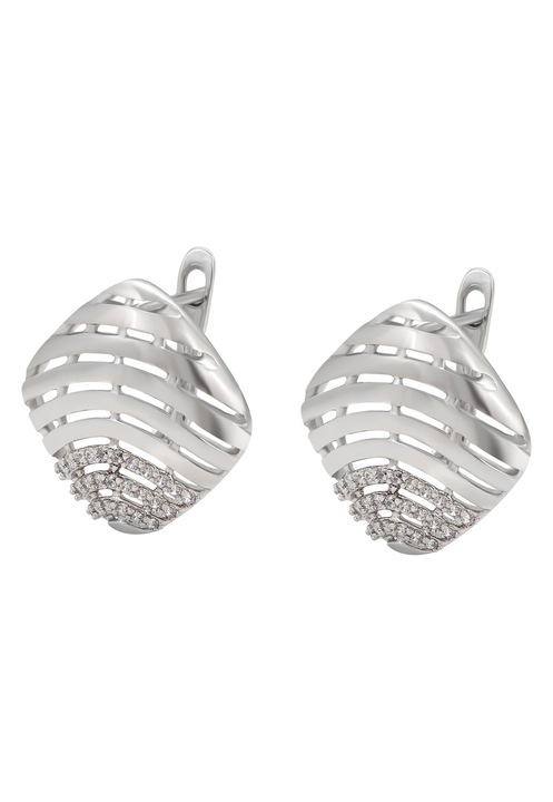 Cercei dama Joella, cupru, design elegant, argintiu