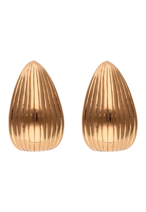 Cercei dama Joella, cupru, model texturat, auriu