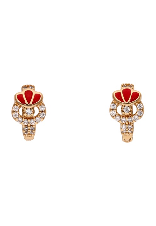 Cercei dama, Joella, cupru, cu cristale, auriu/rosu