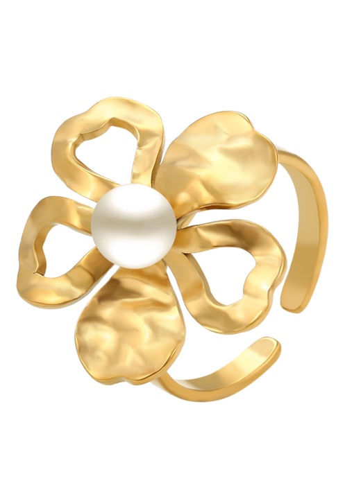 Inel dama, Joella, design floral, auriu