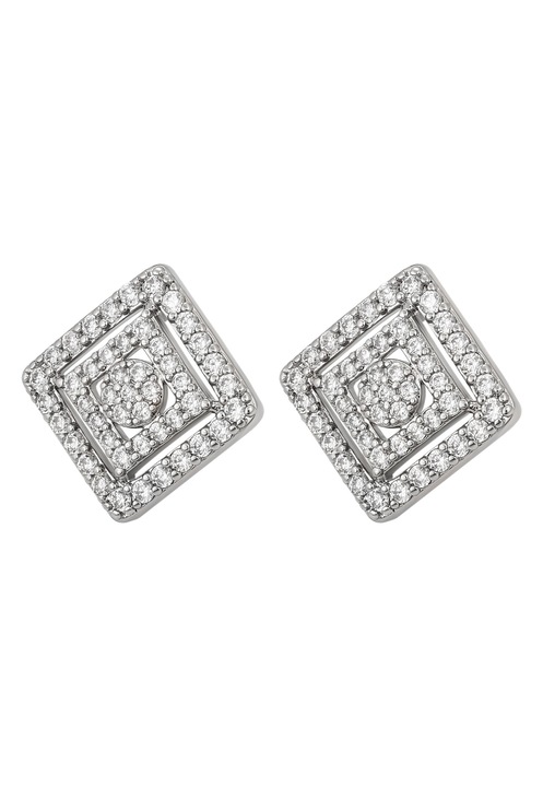 Cercei dama, Joella, dreptunghiulari, argintii