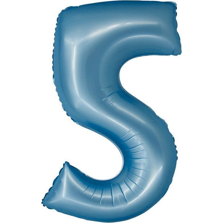 Балон фолиев XL Годан, матов нюанс, цифра 5, син